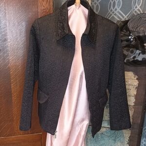 Black Quilted Zip Up Nylon Jacket XL